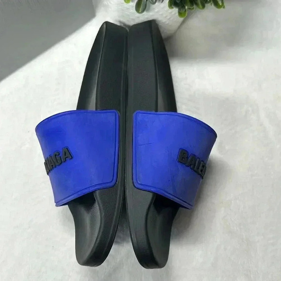 Balenciaga Slides SZ 8 Blue Slippers - Picture 4 of 9